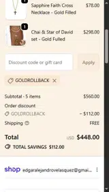 goldrollback coupon verification screenshot
