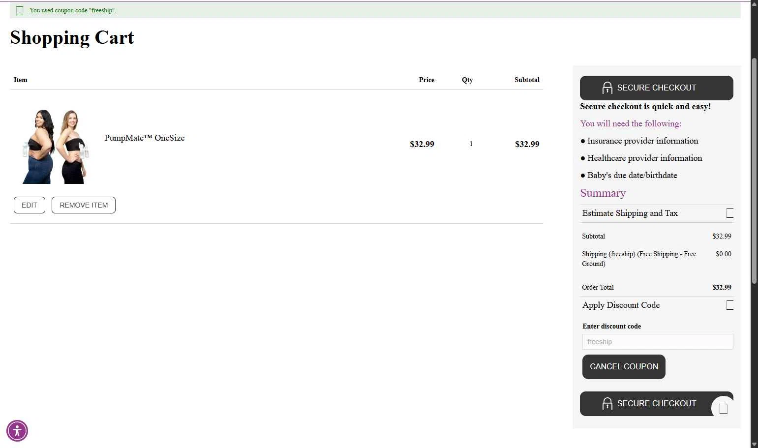 Yummy Mummy checkout page showing Yummy Mummy discount code box | Screenshot taken by SimplyCodes community member on Jul 8, 2025