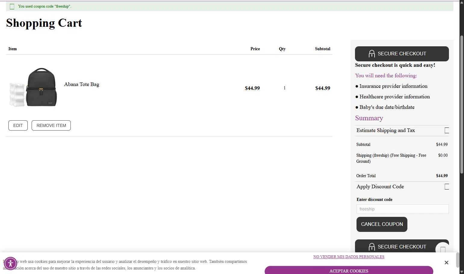 Yummy Mummy checkout page showing Yummy Mummy discount code box | Screenshot taken by SimplyCodes community member on Jul 8, 2025