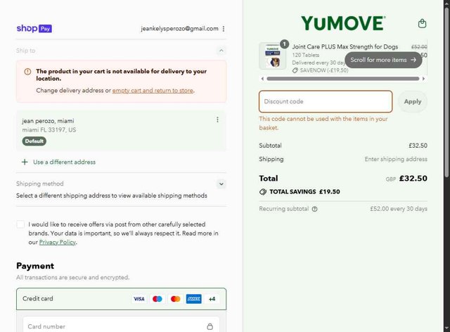 YuMOVE UK checkout page showing YuMOVE UK promo code box | Screenshot taken by SimplyCodes community member on Aug 7, 2025