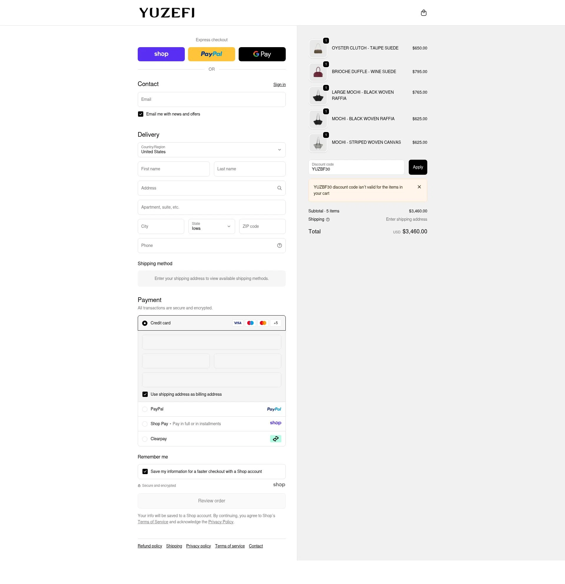 Yuzefi checkout page showing Yuzefi promo code box | Screenshot taken by SimplyCodes community member on Nov 29, 2025