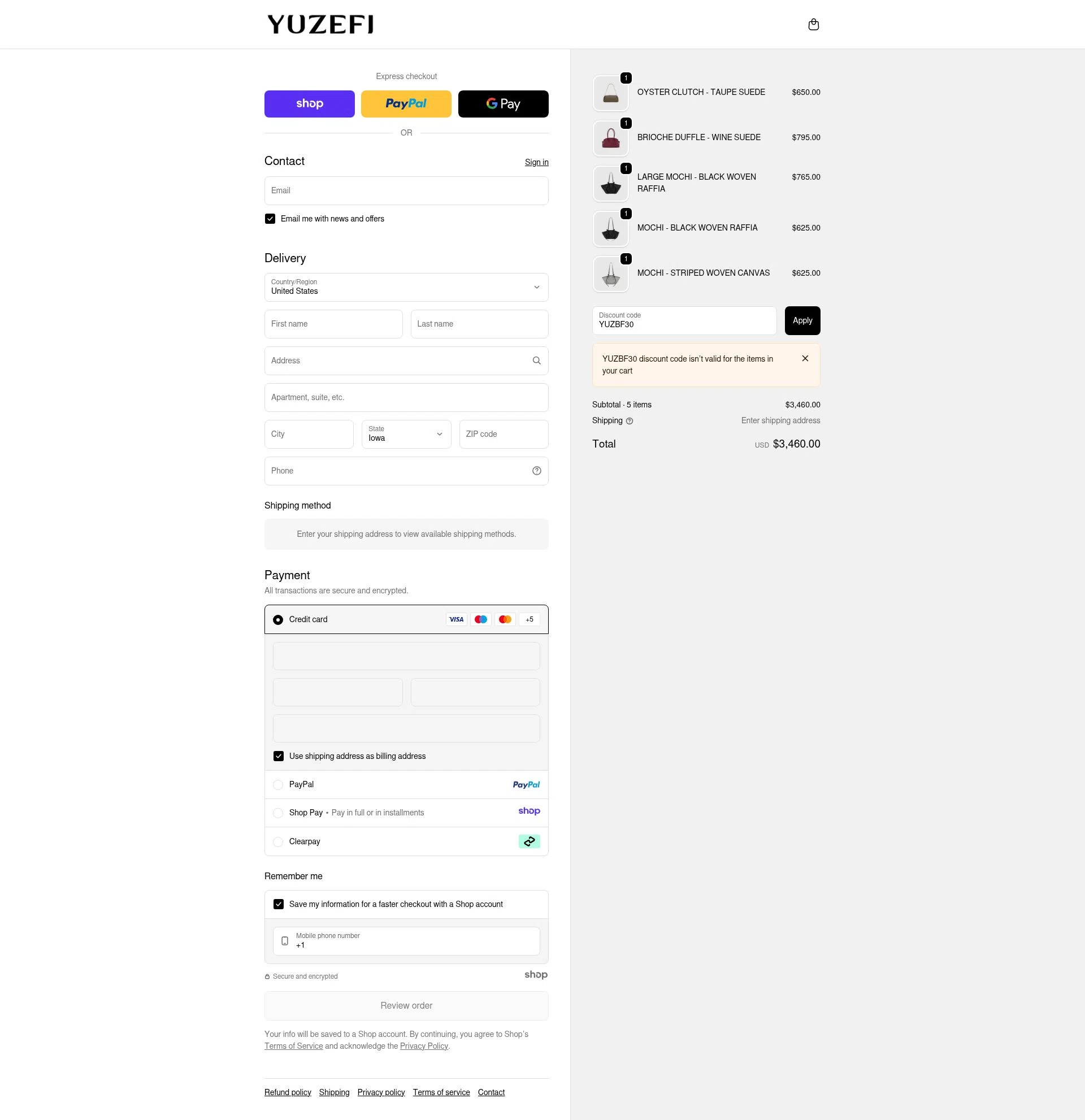 Yuzefi checkout page showing Yuzefi promo code box | Screenshot taken by SimplyCodes community member on Nov 23, 2025
