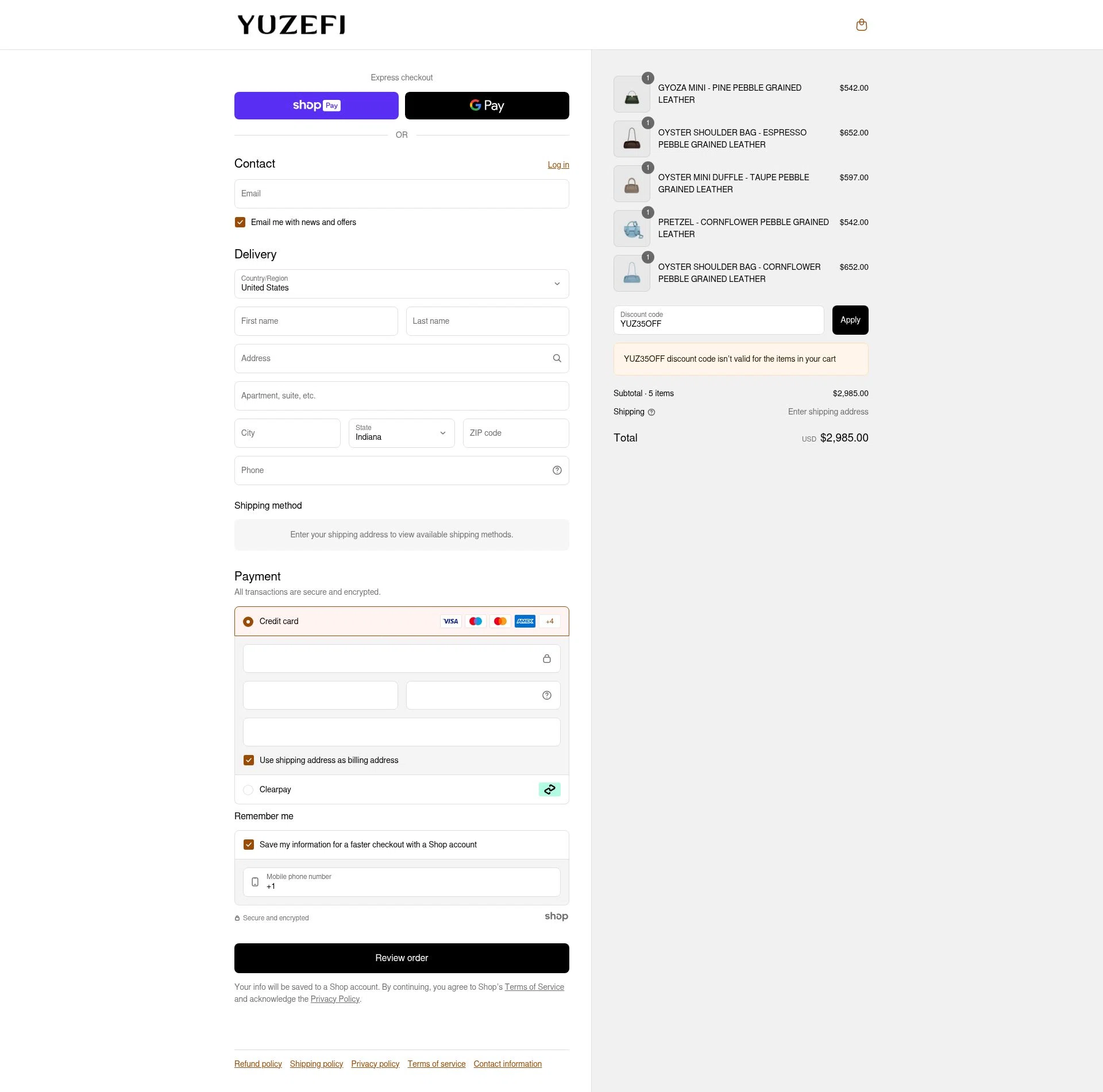 Yuzefi checkout page showing Yuzefi promo code box | Screenshot taken by SimplyCodes community member on Jun 21, 2025