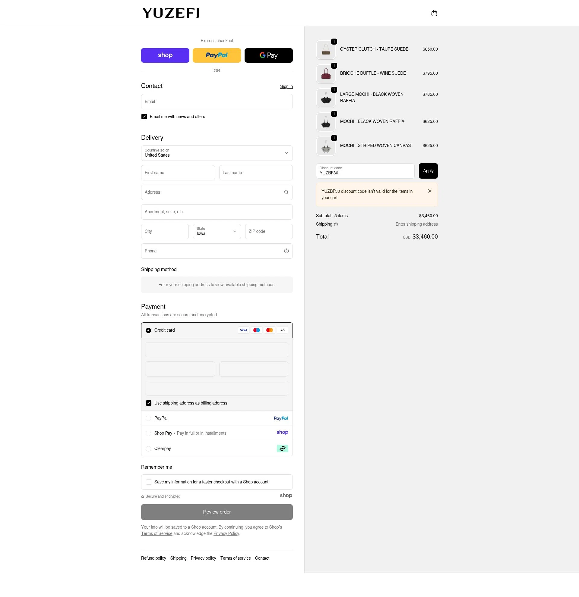 Yuzefi checkout page showing Yuzefi promo code box | Screenshot taken by SimplyCodes community member on Nov 18, 2025