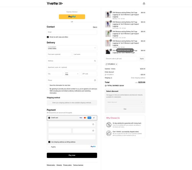 Yvette Sports checkout page showing Yvette Sports coupon code box | Screenshot taken by SimplyCodes community member on Sep 12, 2025