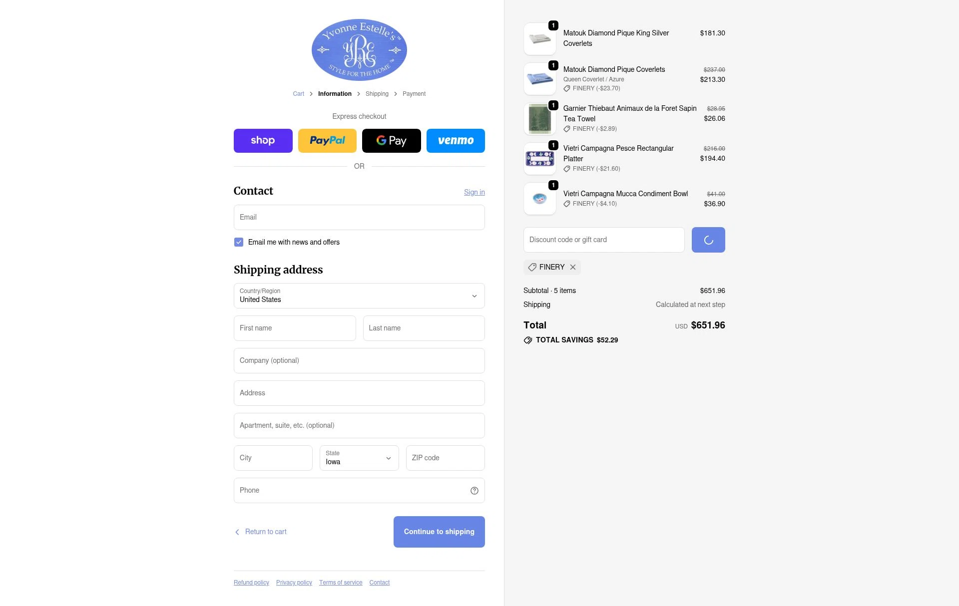 Yvonne Estelles checkout page showing Yvonne Estelles promo code box | Screenshot taken by SimplyCodes community member on Jan 1, 2026
