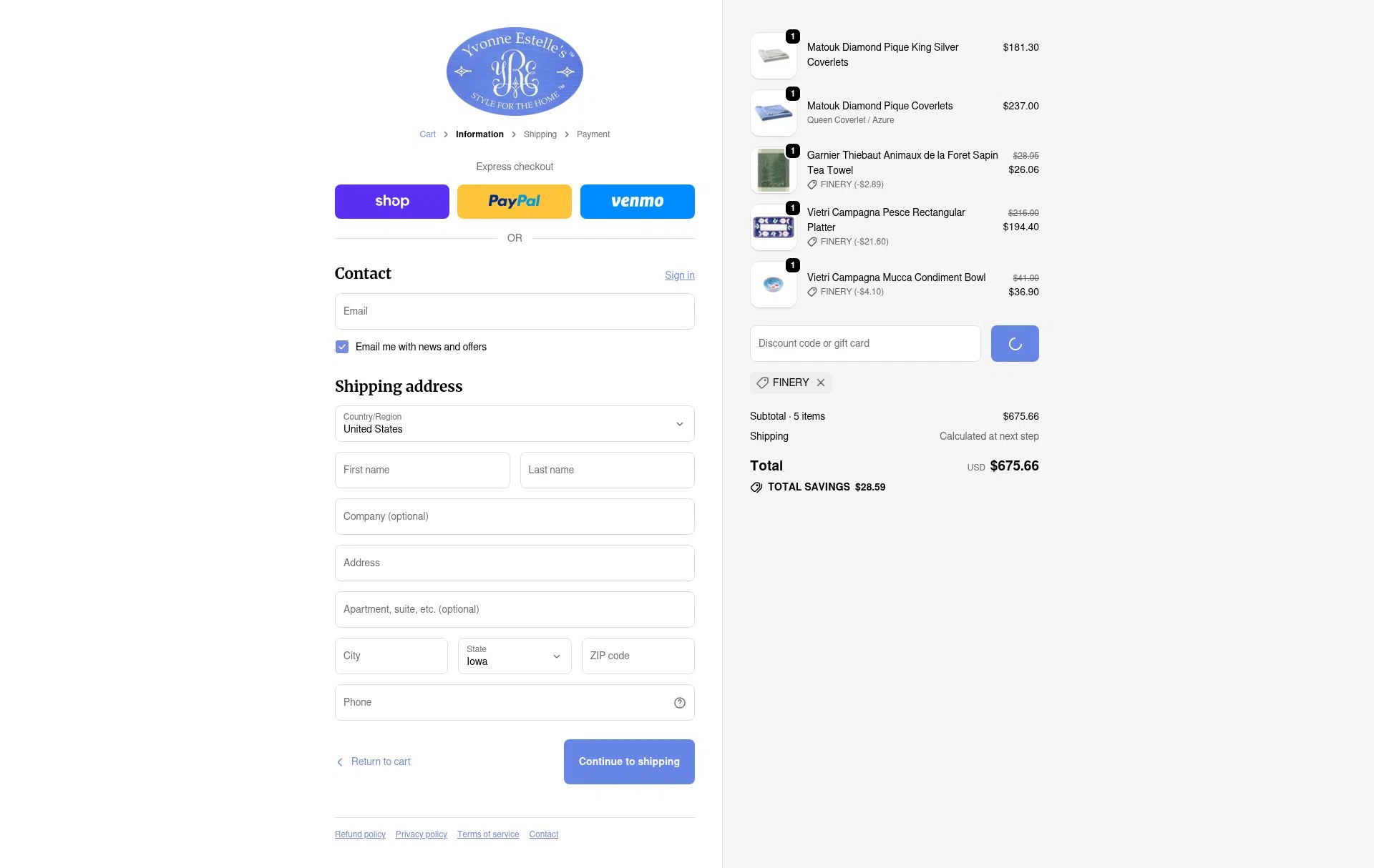 Yvonne Estelles checkout page showing Yvonne Estelles promo code box | Screenshot taken by SimplyCodes community member on Dec 27, 2025