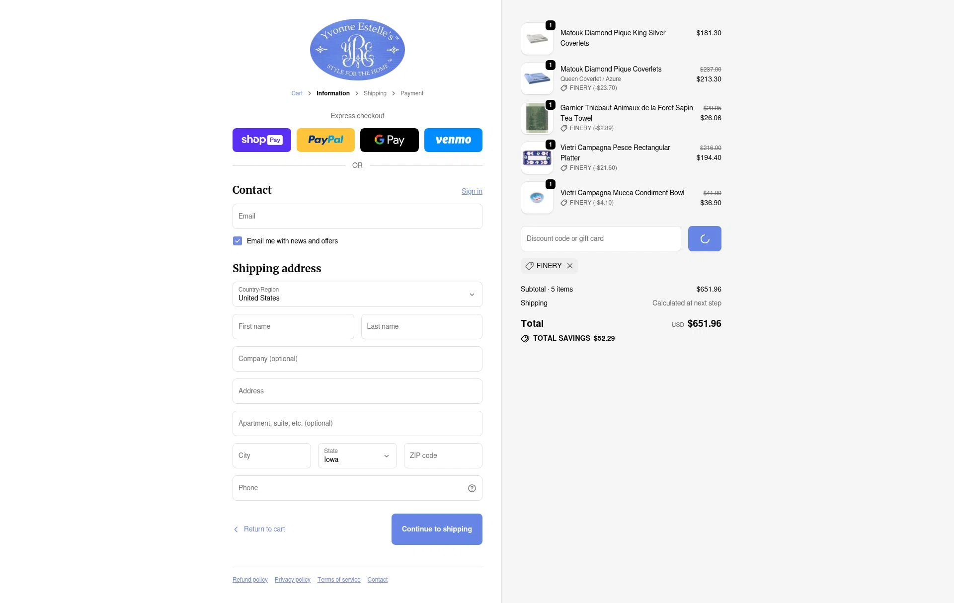 Yvonne Estelles checkout page showing Yvonne Estelles promo code box | Screenshot taken by SimplyCodes community member on Jan 7, 2026