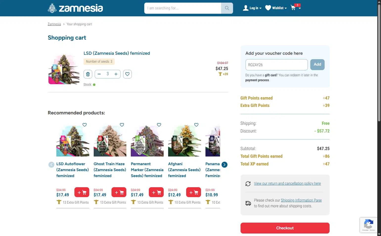 Zamnesia checkout page showing Zamnesia discount code box | Screenshot taken by SimplyCodes community member on Jan 30, 2026