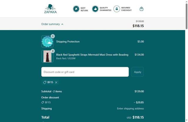 Zapaka checkout page showing Zapaka coupon code box | Screenshot taken by SimplyCodes community member on Sep 15, 2025