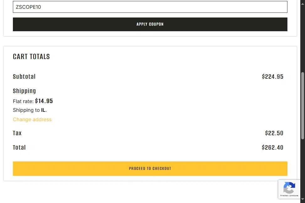 Zastava Arms USA checkout page showing Zastava Arms USA promo code box | Screenshot taken by SimplyCodes community member on May 26, 2025