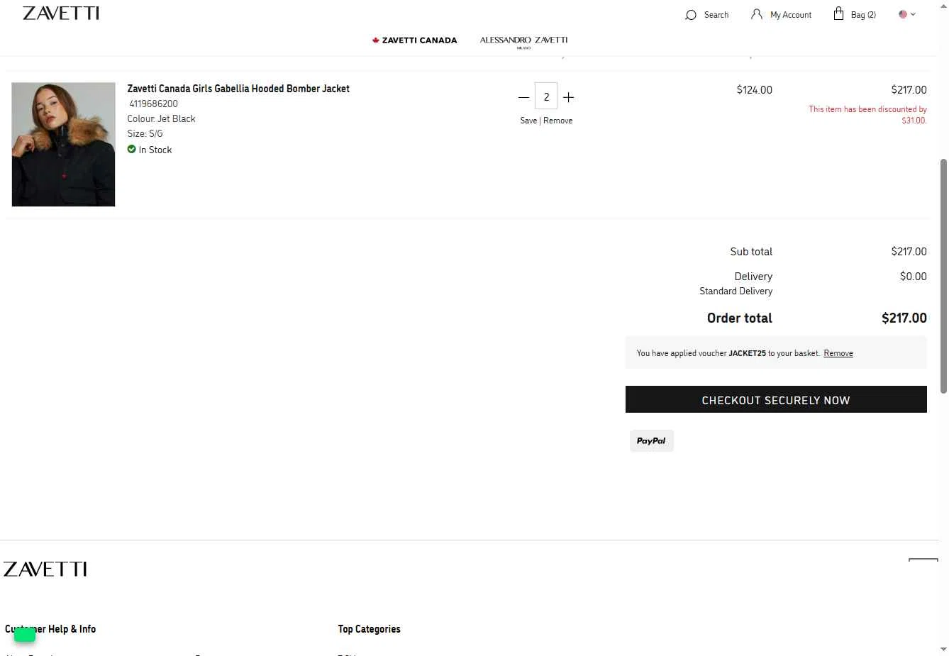 Zavetti checkout page showing Zavetti discount code box | Screenshot taken by SimplyCodes community member on Dec 3, 2025