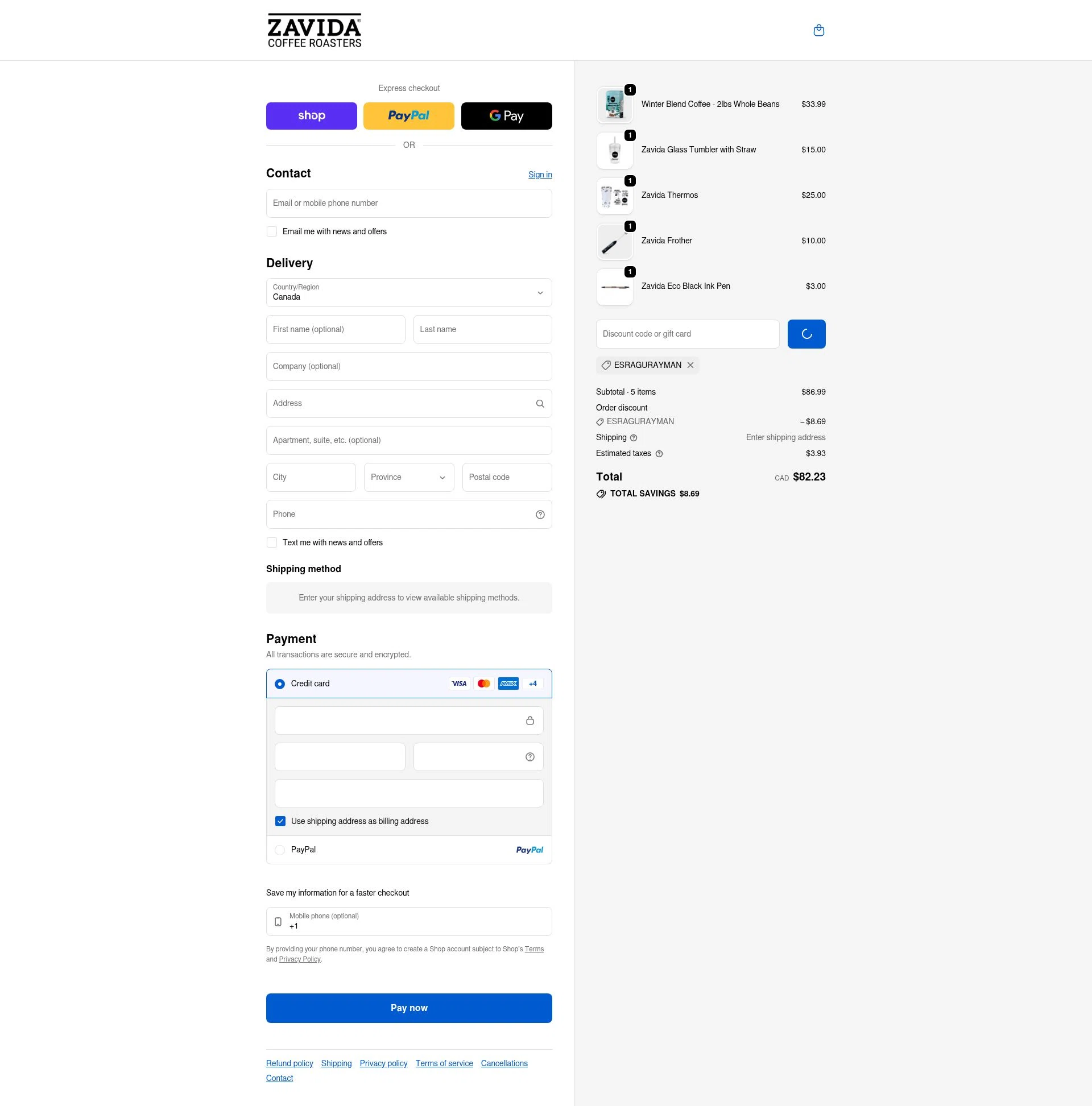 Zavida checkout page showing Zavida coupon code box | Screenshot taken by SimplyCodes community member on Jan 31, 2026
