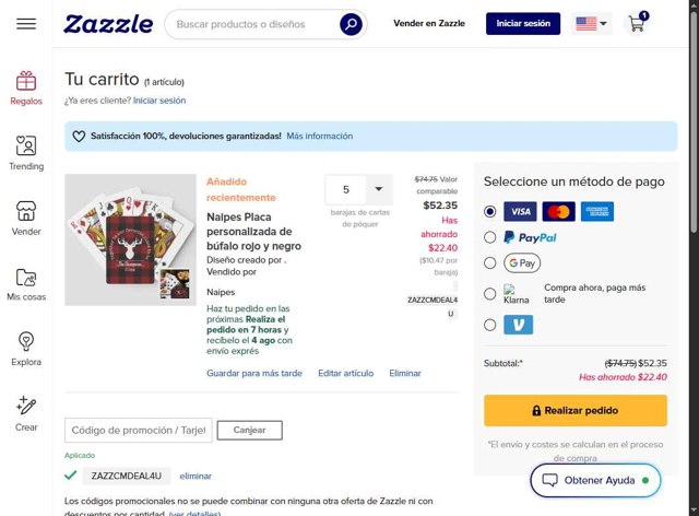 Zazzle checkout page showing Zazzle promo code box | Screenshot taken by SimplyCodes community member on Jul 28, 2025