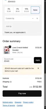ZEA20 coupon verification screenshot