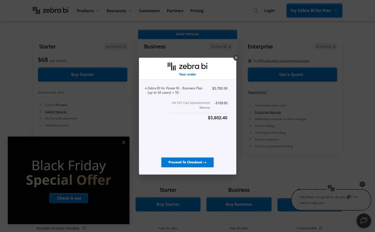 Zebra BI checkout page showing Zebra BI promo code box | Screenshot taken by SimplyCodes community member on Nov 27, 2025