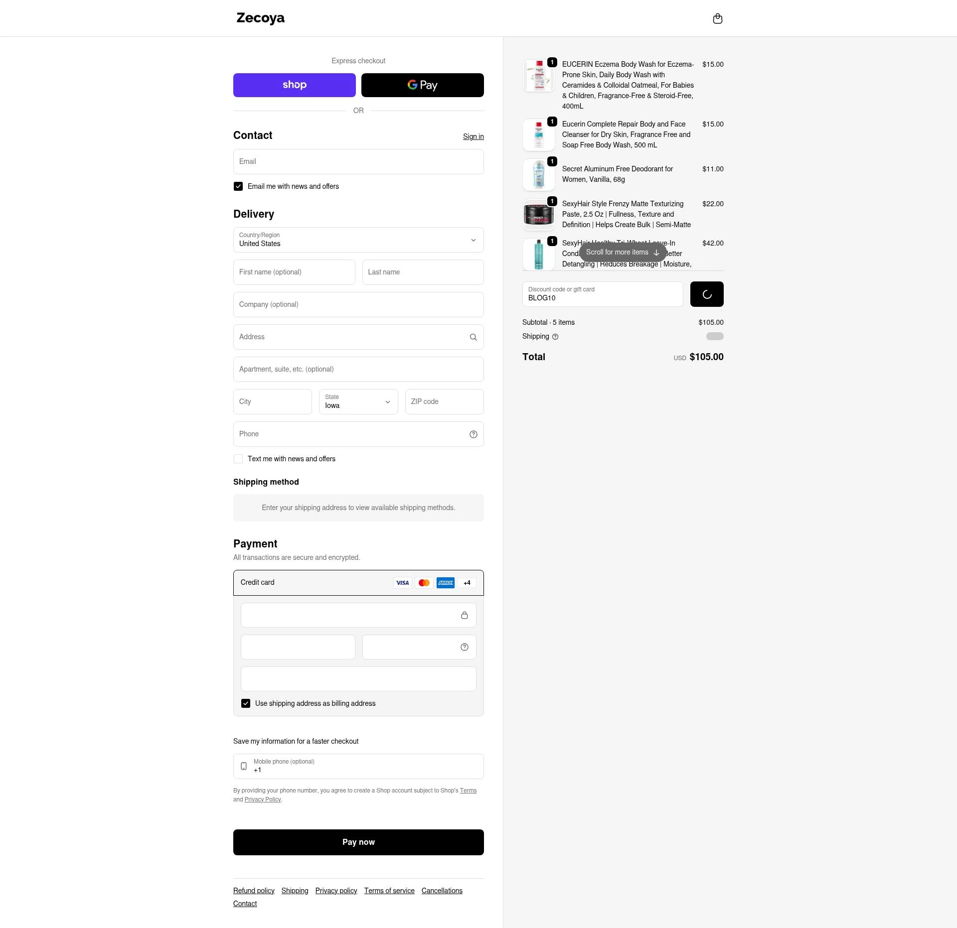 Zecoya checkout page showing Zecoya coupon code box | Screenshot taken by SimplyCodes community member on Jan 31, 2026