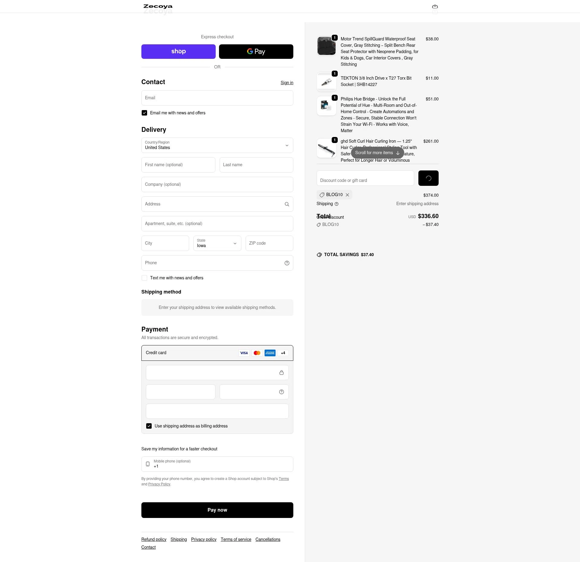 Zecoya checkout page showing Zecoya coupon code box | Screenshot taken by SimplyCodes community member on Feb 5, 2026
