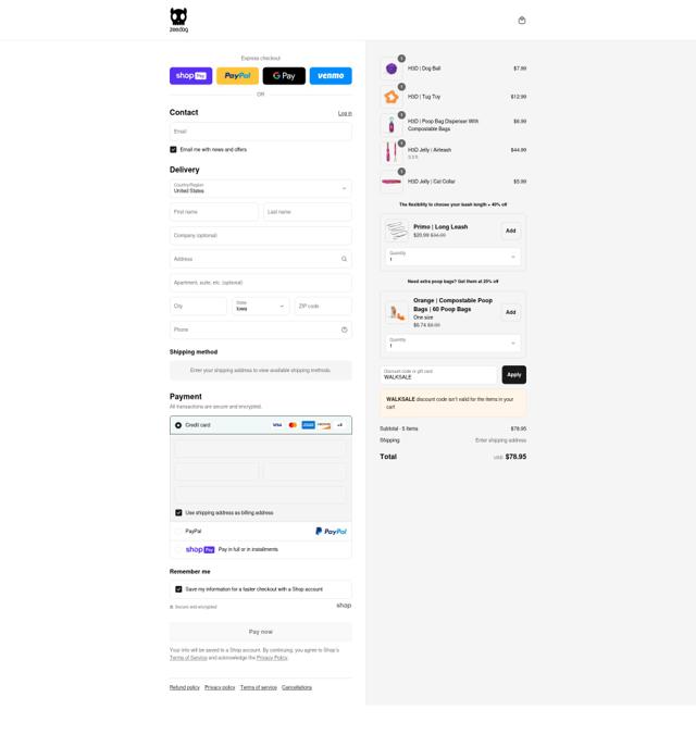 Zee Dog checkout page showing Zee Dog discount code box | Screenshot taken by SimplyCodes community member on Aug 3, 2025