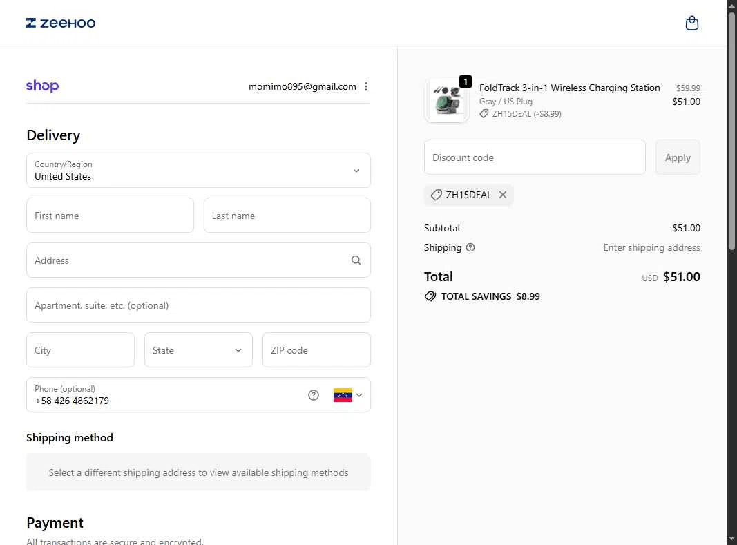 ZEEHOO checkout page showing ZEEHOO promo code box | Screenshot taken by SimplyCodes community member on Feb 1, 2026