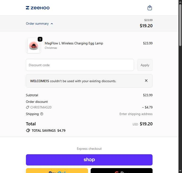 ZEEHOO checkout page showing ZEEHOO promo code box | Screenshot taken by SimplyCodes community member on Dec 31, 2025