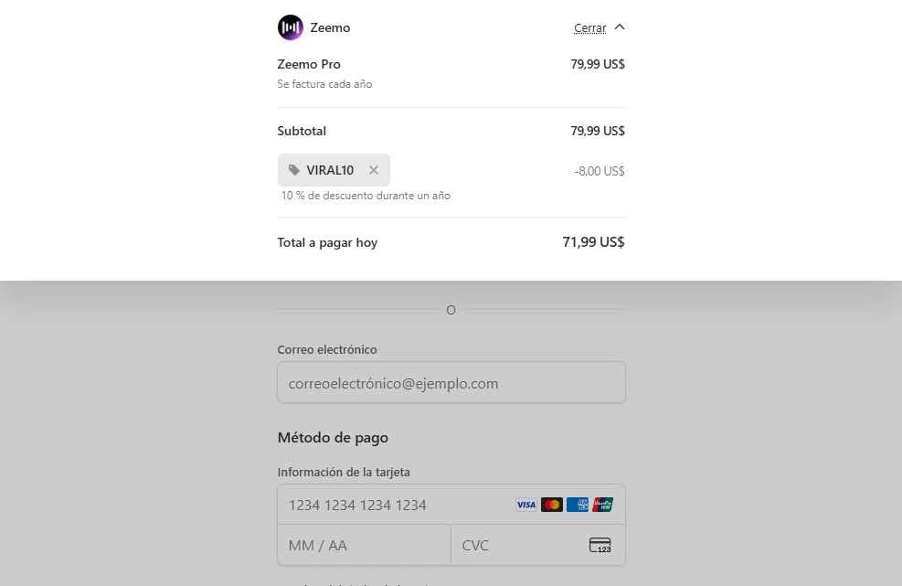 Zeemo checkout page showing Zeemo promo code box | Screenshot taken by SimplyCodes community member on Feb 15, 2026
