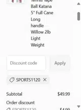 sports1120 coupon verification screenshot