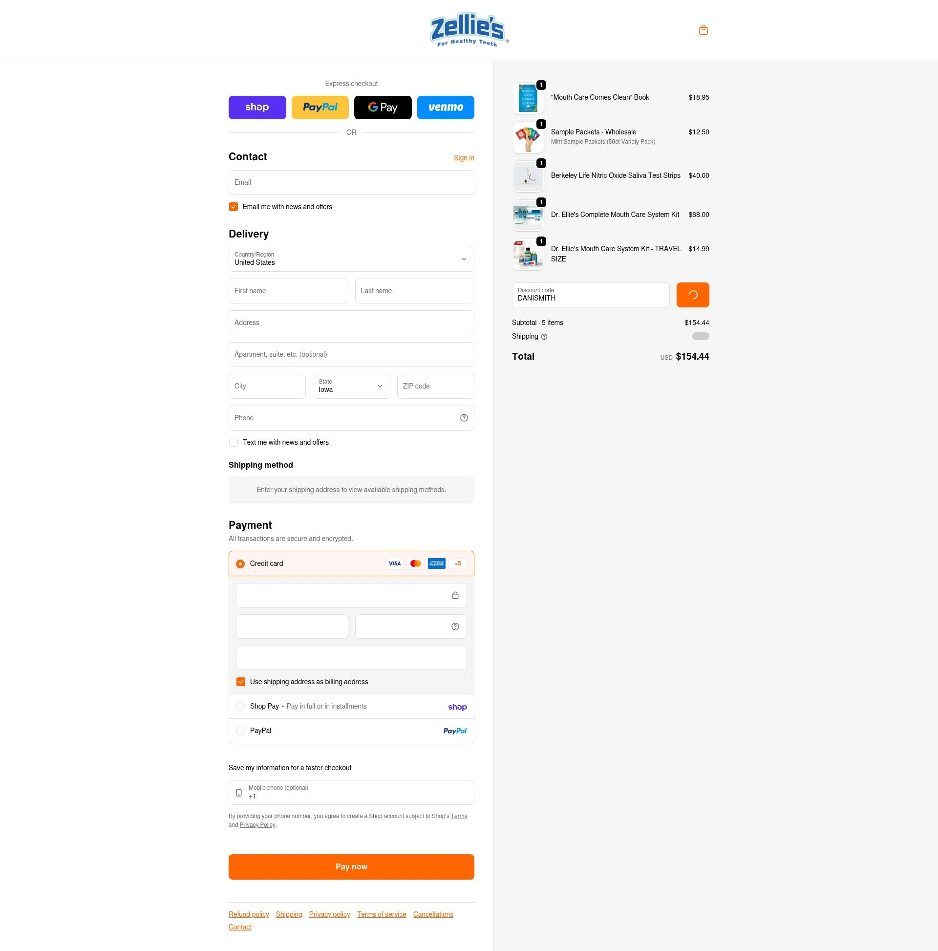 Zellie's checkout page showing Zellie's discount code box | Screenshot taken by SimplyCodes community member on Feb 5, 2026