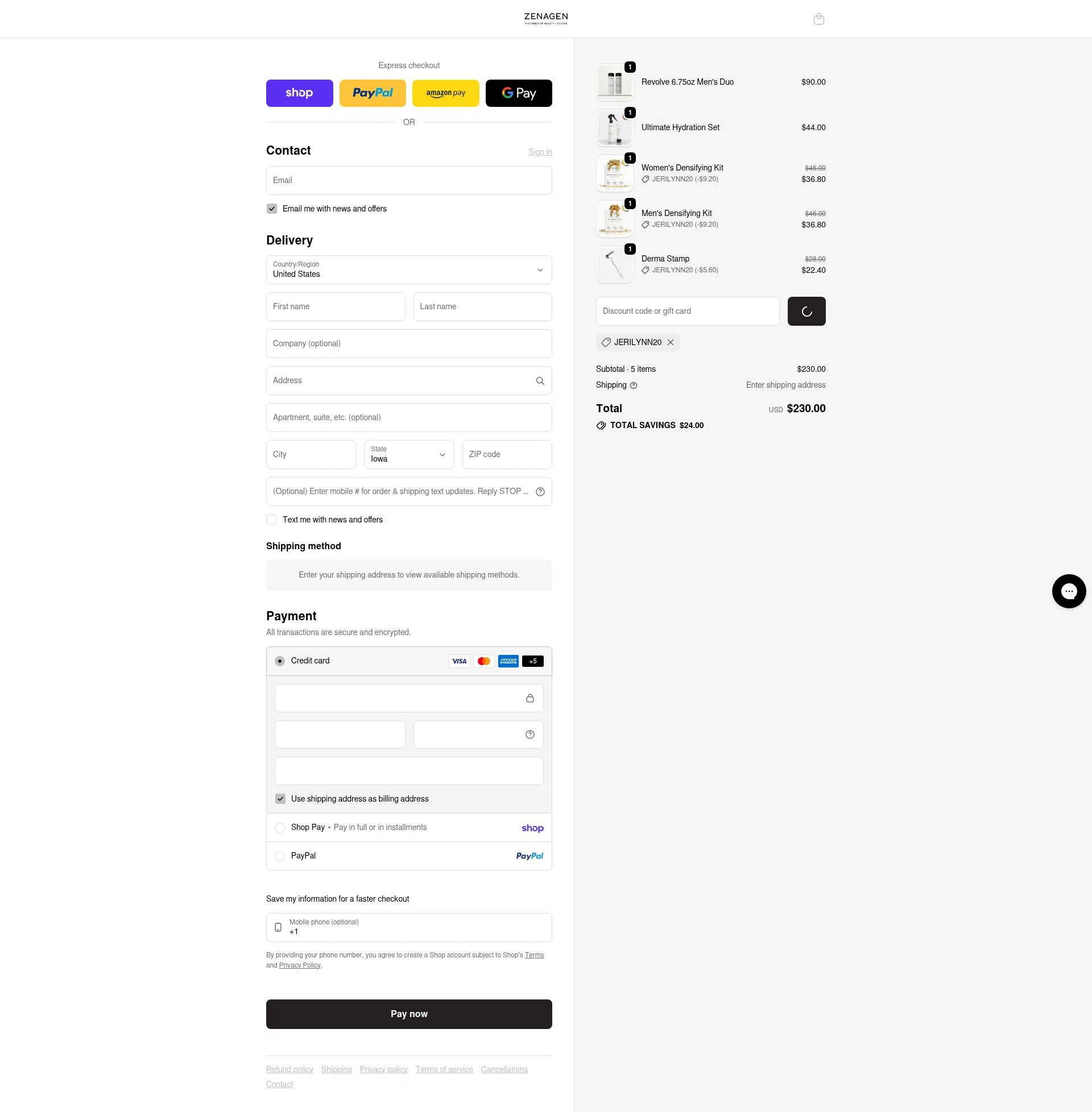 Zenagen checkout page showing Zenagen coupon code box | Screenshot taken by SimplyCodes community member on Feb 4, 2026