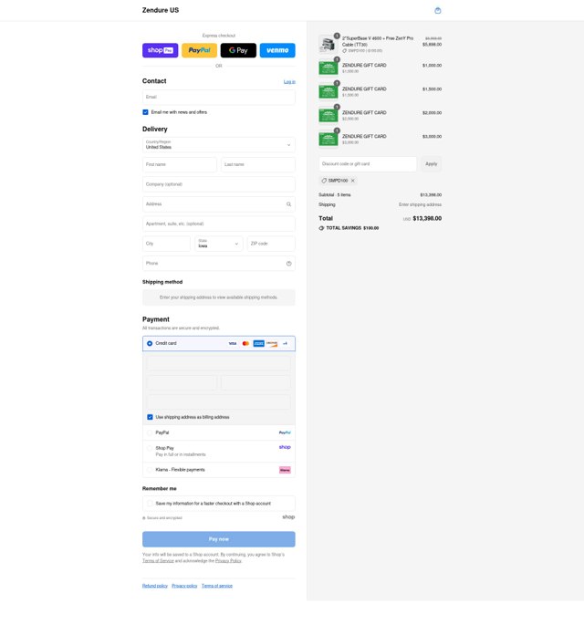 Zendure checkout page showing Zendure coupon code box | Screenshot taken by SimplyCodes community member on Aug 24, 2025