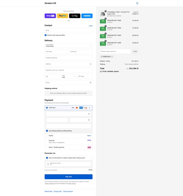 Zendure checkout page showing Zendure coupon code box | Screenshot taken by SimplyCodes community member on Aug 24, 2025
