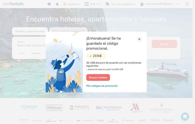 ZenHotels checkout page showing ZenHotels promo code box | Screenshot taken by SimplyCodes community member on Sep 2, 2025