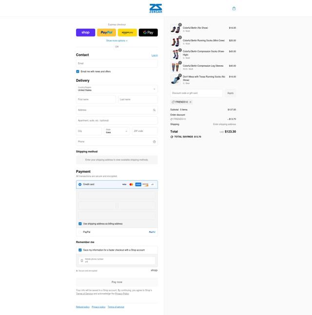 Zensah checkout page showing Zensah promo code box | Screenshot taken by SimplyCodes community member on Sep 9, 2025
