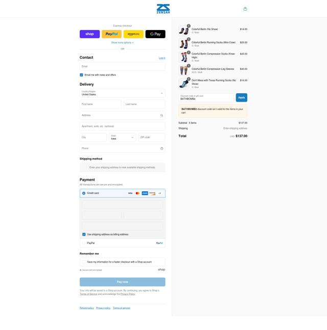 Zensah checkout page showing Zensah promo code box | Screenshot taken by SimplyCodes community member on Sep 4, 2025