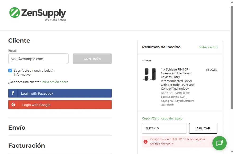 ZenSupply checkout page showing ZenSupply promo code box | Screenshot taken by SimplyCodes community member on Feb 6, 2026