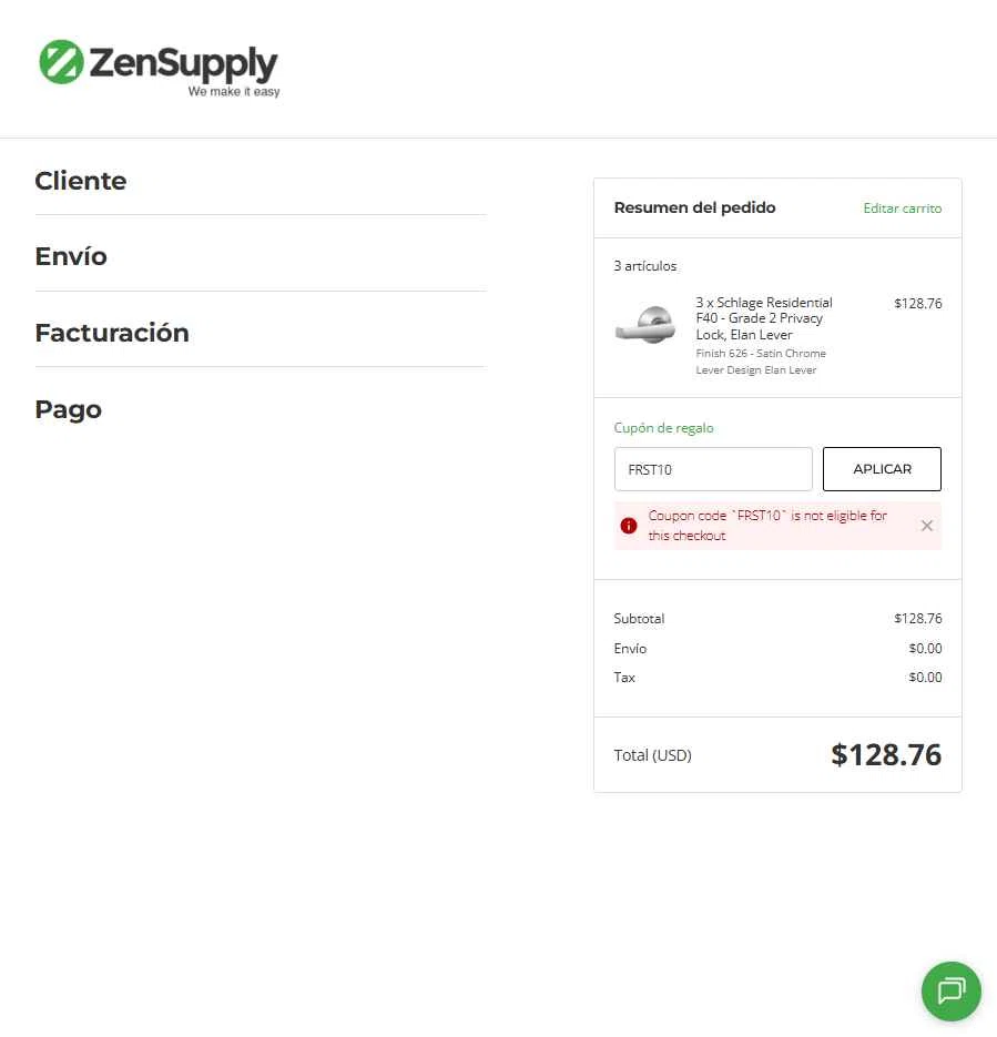 ZenSupply checkout page showing ZenSupply promo code box | Screenshot taken by SimplyCodes community member on Jan 12, 2026