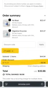 Zenwise coupon verification screenshot