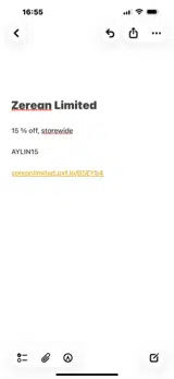 Zerean coupon verification screenshot