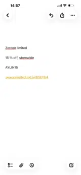Zerean coupon verification screenshot