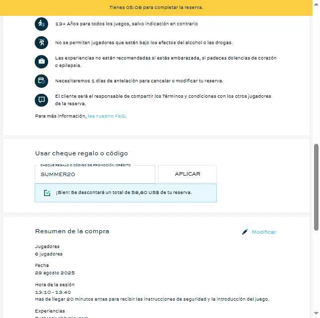 Zero Latency VR checkout page showing Zero Latency VR promo code box | Screenshot taken by SimplyCodes community member on Aug 26, 2025