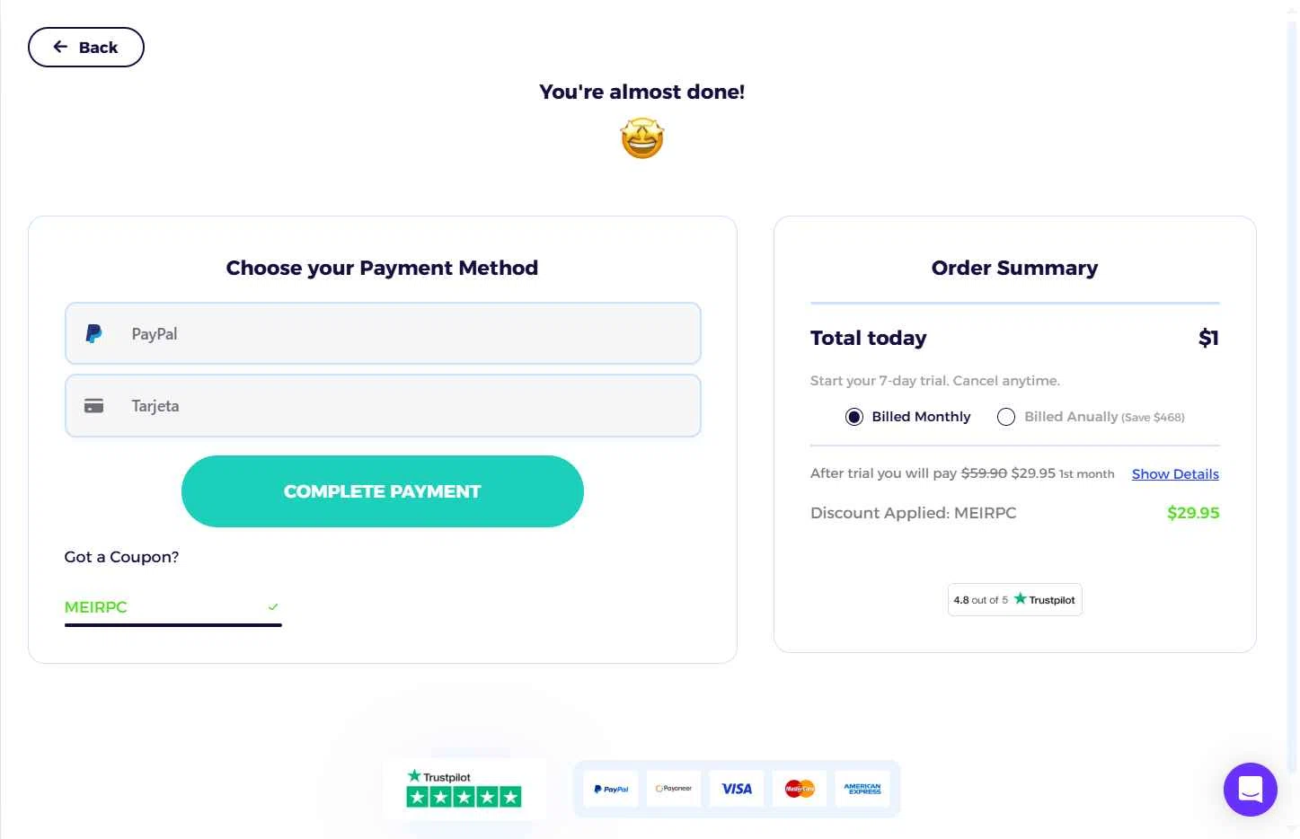 ZIK Analytics checkout page showing ZIK Analytics coupon code box | Screenshot taken by SimplyCodes community member on Dec 23, 2025