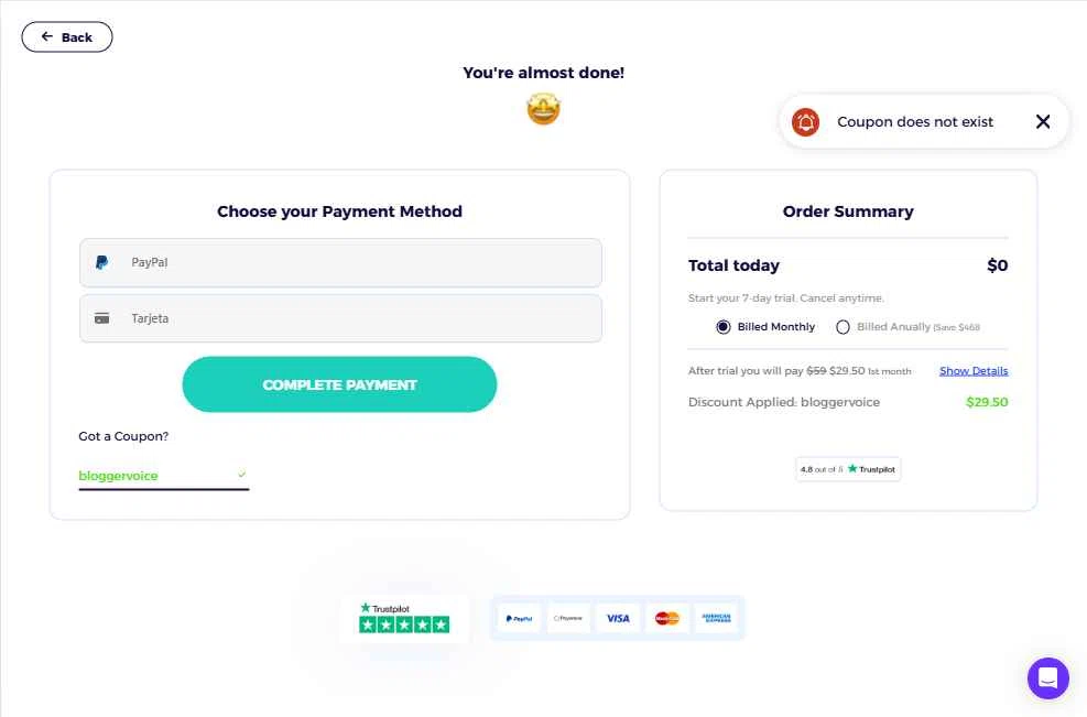 ZIK Analytics checkout page showing ZIK Analytics coupon code box | Screenshot taken by SimplyCodes community member on Nov 24, 2025