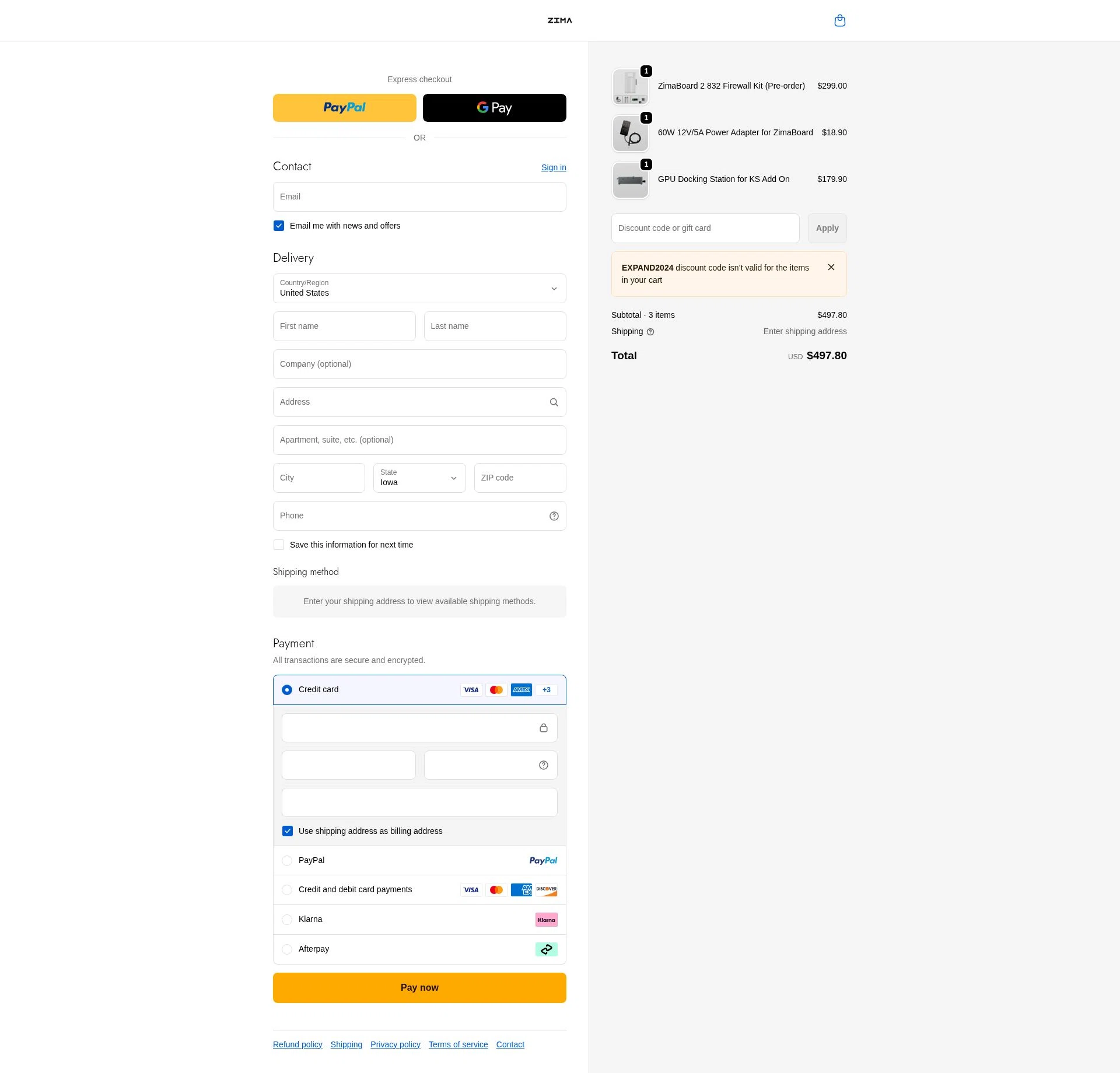 ZimaBoard checkout page showing ZimaBoard discount code box | Screenshot taken by SimplyCodes community member on Jan 3, 2026