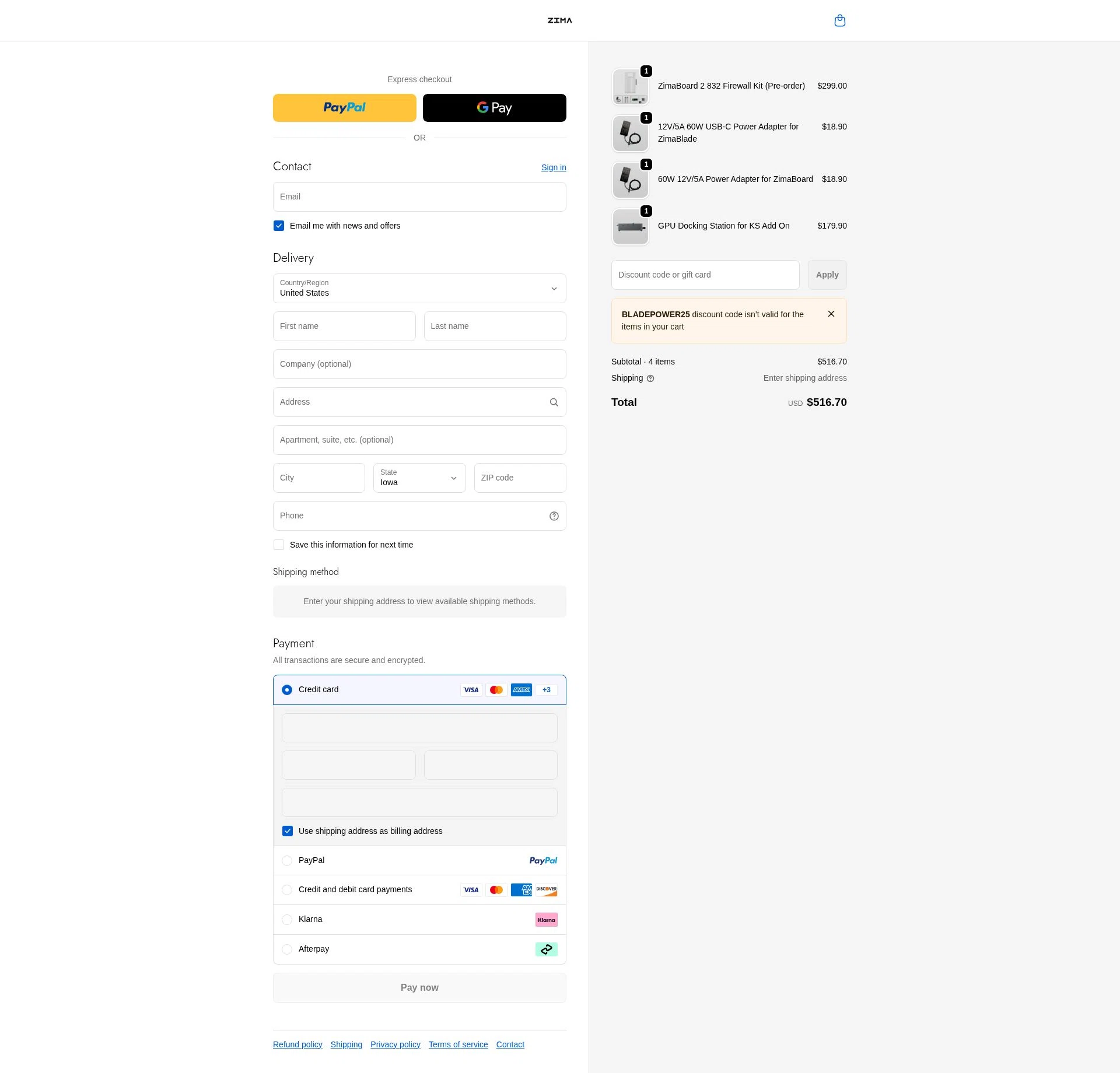 ZimaBoard checkout page showing ZimaBoard discount code box | Screenshot taken by SimplyCodes community member on Dec 29, 2025