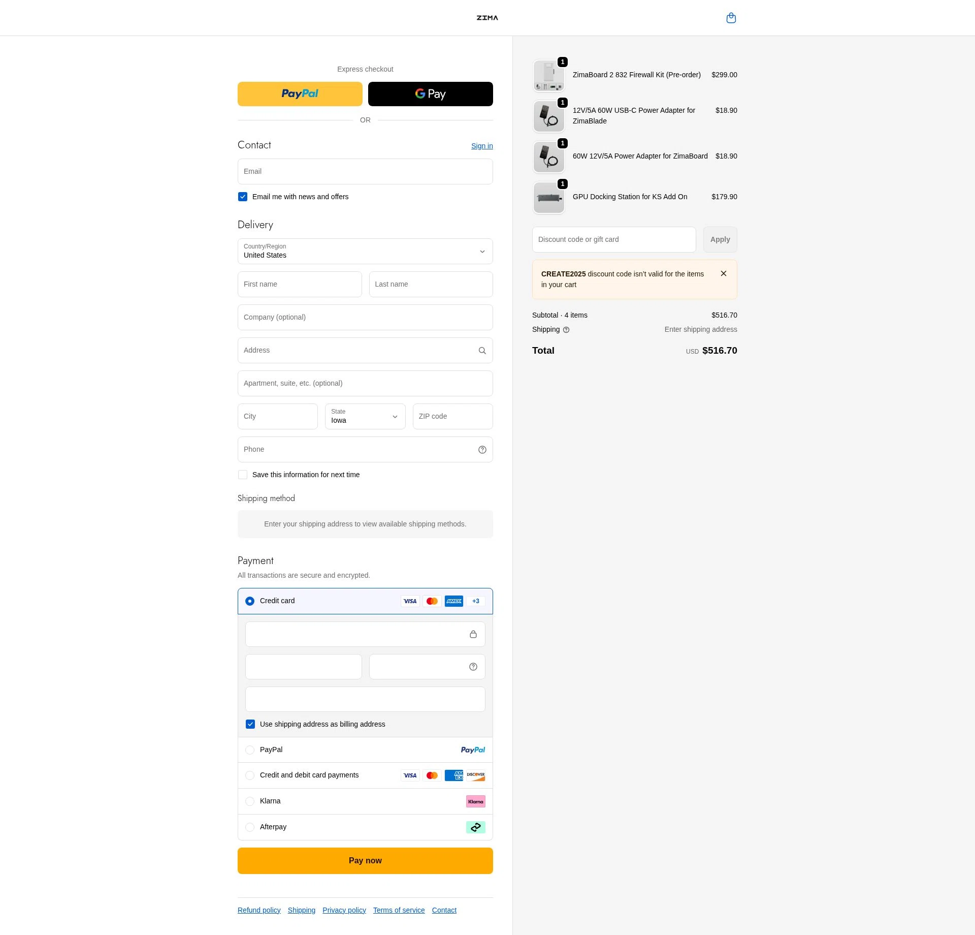 ZimaBoard checkout page showing ZimaBoard discount code box | Screenshot taken by SimplyCodes community member on Dec 29, 2025