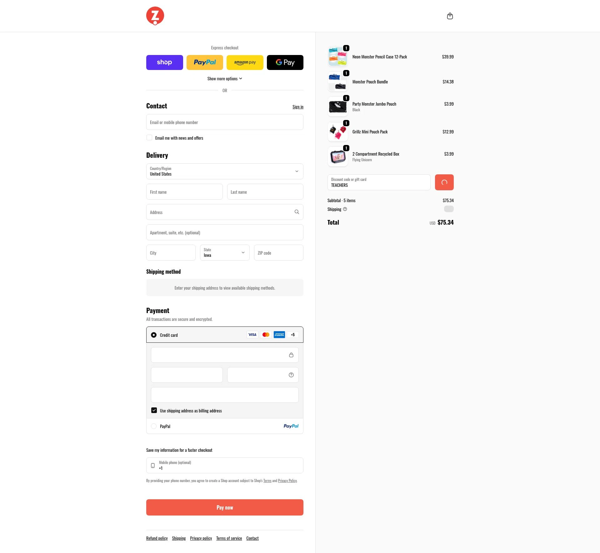 ZIPIT checkout page showing ZIPIT promo code box | Screenshot taken by SimplyCodes community member on Feb 1, 2026