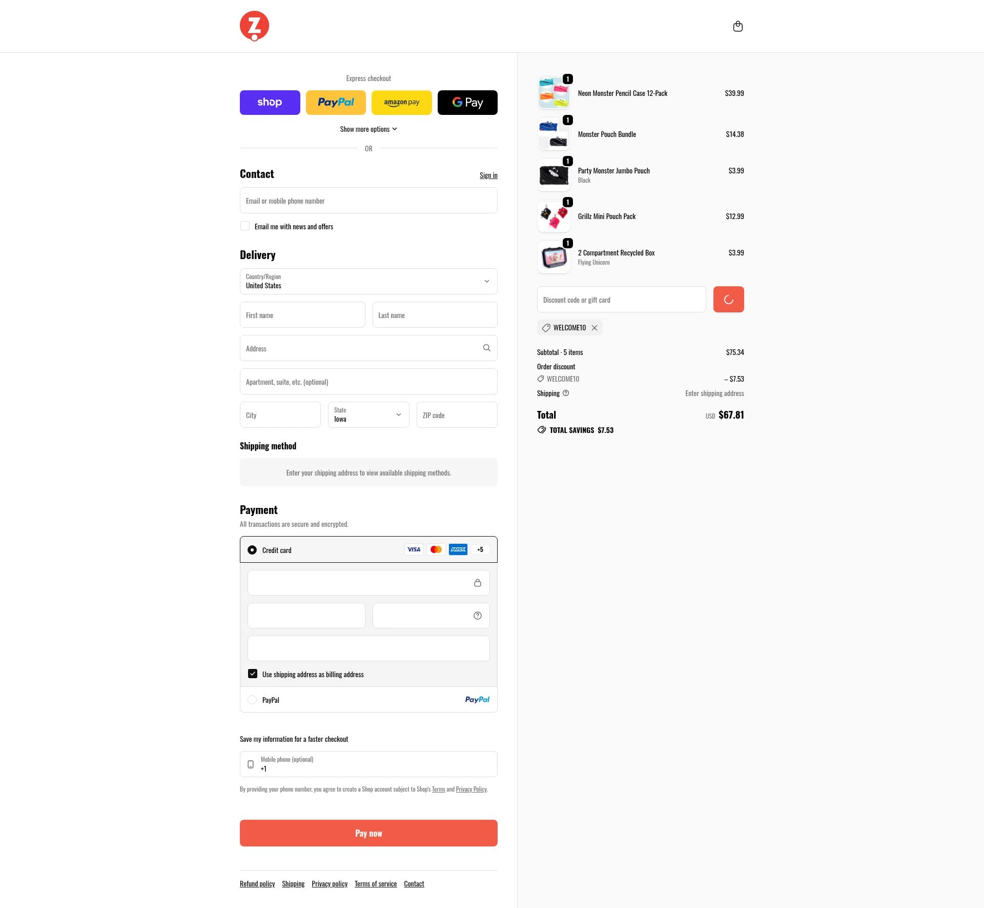ZIPIT checkout page showing ZIPIT promo code box | Screenshot taken by SimplyCodes community member on Feb 1, 2026