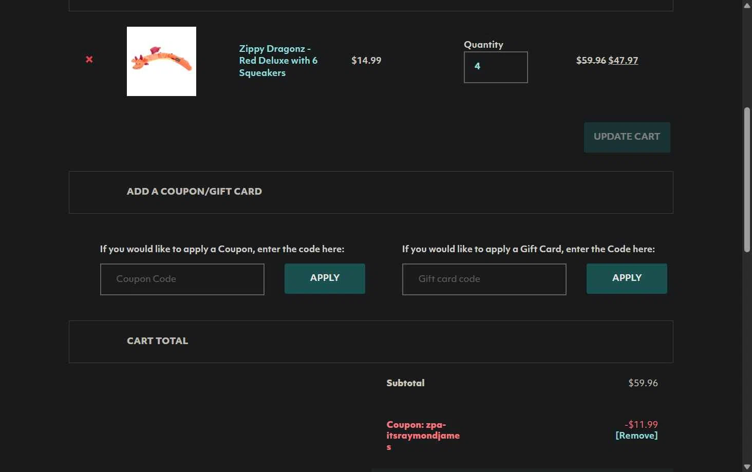 Zippy Paws checkout page showing Zippy Paws promo code box | Screenshot taken by SimplyCodes community member on Dec 22, 2025