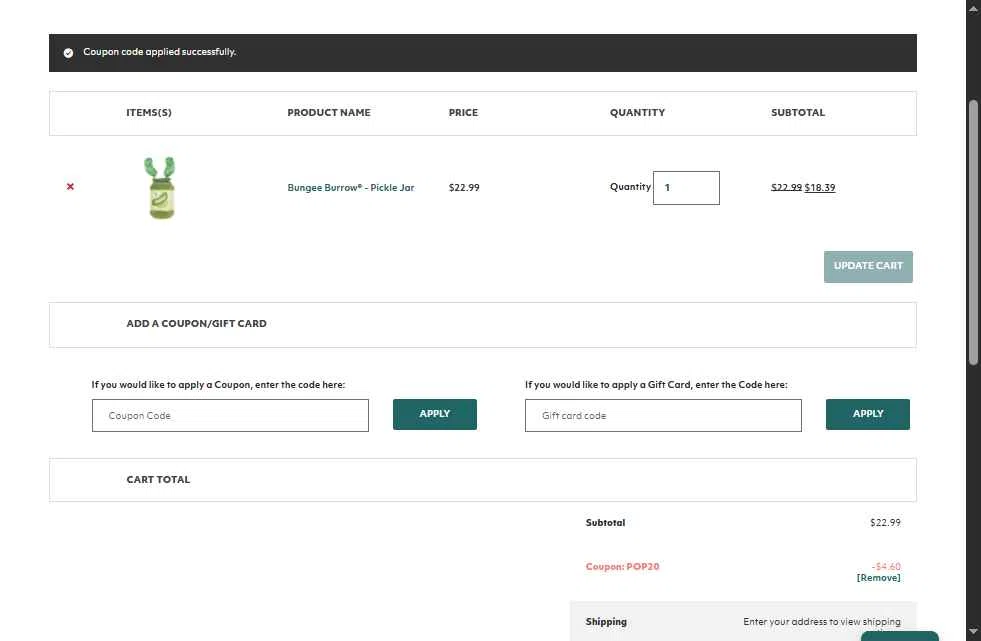 Zippy Paws checkout page showing Zippy Paws promo code box | Screenshot taken by SimplyCodes community member on Jul 25, 2025