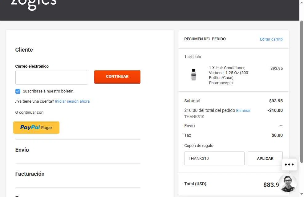 Zogics checkout page showing Zogics promo code box | Screenshot taken by SimplyCodes community member on Dec 10, 2025